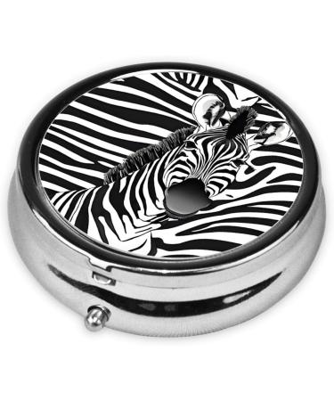 Zebra Print Mini Round Pill Box | 3 Compartment Portable Organizer for Travel Home & Office - Buy Online on GoSupps.com