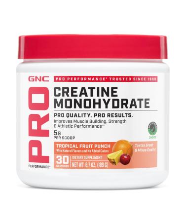GNC Pro Performance Creatine Monohydrate Powder for Women & Men 5g Creatine Per Serving Muscle Building Energy Production Endurance Performance Tropical Punch 50 Servings