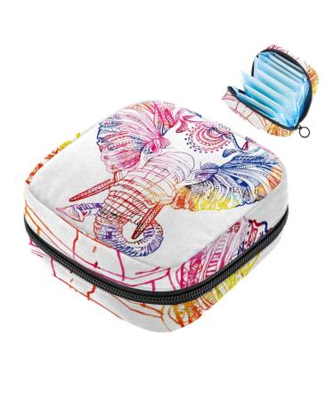Storage bags for women's bandages colorful elephant portable menstrual performances panty lips tampons women's bandages storage holder for women school office multicolored 07