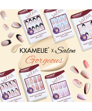 Black French Tip Press on Nails Set - 24 Pieces Short Almond Gel Fake Nails for Women - Cute Natural Oval False Nails - Glue On Nude French Nail Design - Buy Online on GoSupps.com