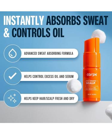 Carpe Sweat Absorbing Scalp Powder: Non Aerosol Dry Shampoo for Men & Women - Residue Free, Oily Hair Treatment for Dark & Light Hair - Use Between Washes - Buy Online on GoSupps.com
