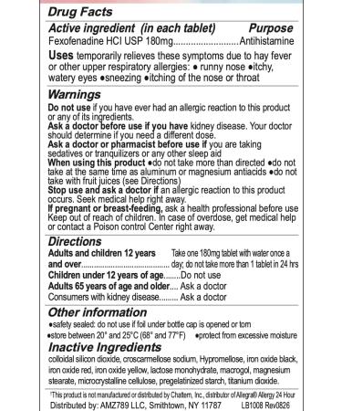 RXZELL Allergy Relief | Fexofenadine HCl 180mg 24-Hour Antihistamine Non-Drowsy (30 Count (Pack of 1)) - Buy Online on GoSupps.com