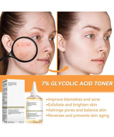 Glycolic Acid 7% Toning Solution Hydrating Toner Skincare Glycolic Acid Toner Exfoliate Blemishes Acne Moisturize and Strengthen Skin 100ml (100ml Fragrance Free) - Buy Online on GoSupps.com