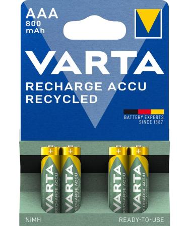 VARTA Recharge Accu Recycled AAA Micro NiMH Batteries - Pre-Charged 800 mAh Eco-Friendly 4-Pack - No Memory Effect - Buy Online on GoSupps.com
