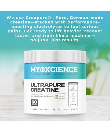 MYOXCIENCE Creapure Creatine Monohydrate | Supports Strength & Muscle Mass Cognition and Lean Body Mass | Unflavored 60 Servings 10.6 Ounce (Pack of 1) - Buy Online on GoSupps.com