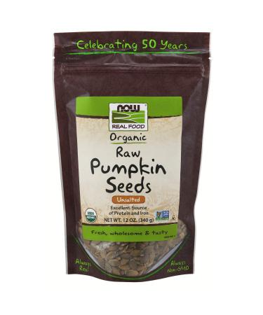 Now Foods Real Food Organic Raw Pumpkin Seeds Unsalted 12 oz (340 g)