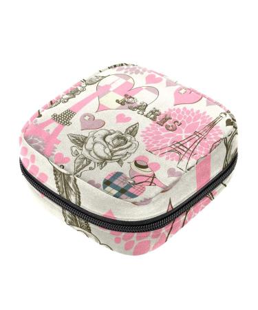 Menstrual Bag with Zipper Ladies Napkin Pouch Tampons Collection Bag for Women and Girls (Paris Pattern)