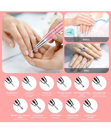 Rechargeable 35000 RPM Nail Drill - Portable Electric File for Acrylic & Gel Nails | Manicure & Pedicure Tool with 11Pcs Bits - Rose Gold - Buy Online on GoSupps.com