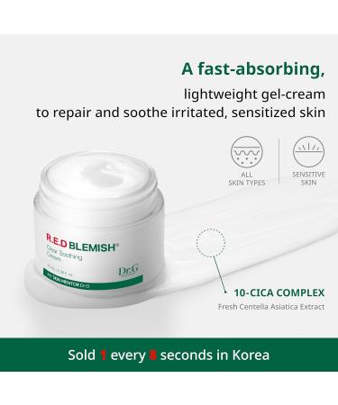 Dr.G Red Blemish Clear Soothing Cream 70ml - Best Moisturizer for Sensitive Acne-Prone Skin | Cica Recovery & Korean Skincare | K-Beauty Must-Have - Buy Online on GoSupps.com