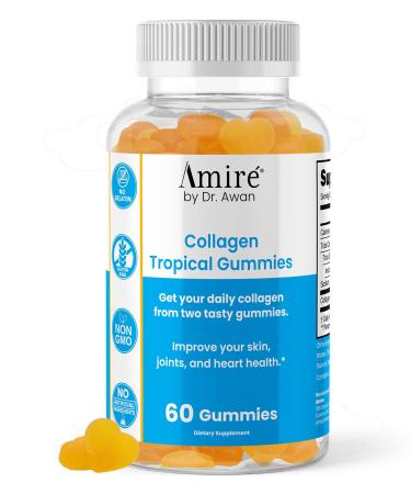 Amire by Dr. Awan Tropical Collagen Gummies Supports Skin Joints and Heart Health 60ct 30day Supply Non-Vegan 60 Count (Pack of 1)
