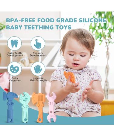 TYRY.HU BPA Free Silicone Teething Toys for Baby Training - 4pcs Baby Toothbrush Teether Chew Toy - Cooling Tools Shape Teether Relief Gift for Newborn - Buy Online on GoSupps.com