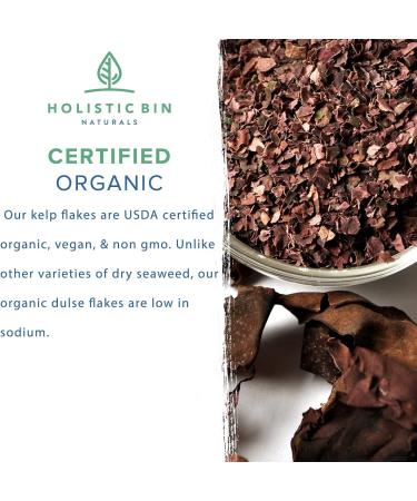 Wild Icelandic Dulse Flakes - Culinary Grade Organic Seaweed Superfood by Holistic Bin | Pure Atlantic Dulse Seaweed for Soups, Smoothies & Seasoning | Rich in Iodine & Minerals - Buy Online on GoSupps.com