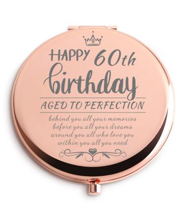 Dyukonirty 60th Birthday Gifts for Women Rose Gold Travel Pocket Mirror 60th Birthday Gifts for Women Funny 60th Birthday Ideas for Woman Personalized Gifts for 60th Women - Buy Online on GoSupps.com