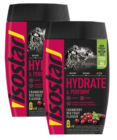 Isostar Isostar Hydrate & Perform Iso Drink - 400g Isotonic Beverage Powder - Electrolyte Powder to Support Sports Performance - Cranberry (2x400g)
