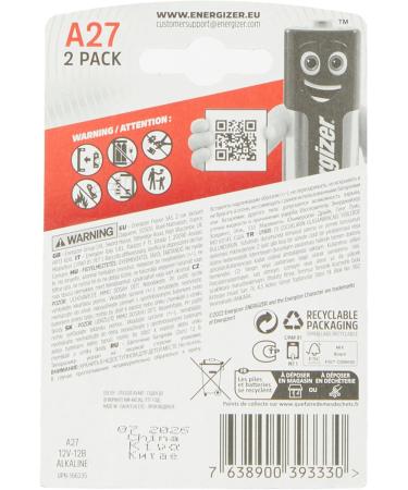 Buy Energizer A27 Alkaline 12V Battery - Reliable Power for Your Devices | Fast International Shipping - Buy Online on GoSupps.com