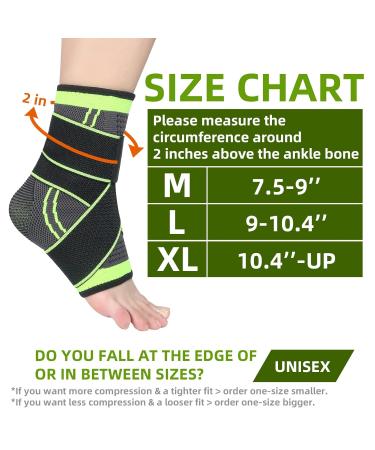 KCSHRAN Ankle Braces Elastic Compression Support Socks - Adjustable Strap for Sprained Ankle, Arthritis, Achilles Tendonitis - M Green - Buy Online on GoSupps.com