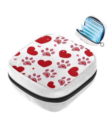 GIAPB Sanitary Napkin Storage Bag Period Bag Tampon Bag Makeup Bag Pad Pouch Dog Paw Print and Heart Color2861