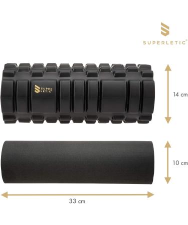 Superletic 2-in-1 Elite Fascia Roll Set | Massage Roller with Massage Sauces for Spine Back & Legs | Pilates Roller Set - Black - Buy Online on GoSupps.com