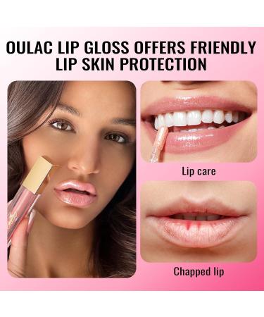 Oulac Lip Gloss - 3D Shiny Liquid Lipstick with Rose Damascena Extract | Moisturizing Glitter Lip Care for Dry Lips - Cool Pink (C06) - 4.5ml - Buy Online on GoSupps.com