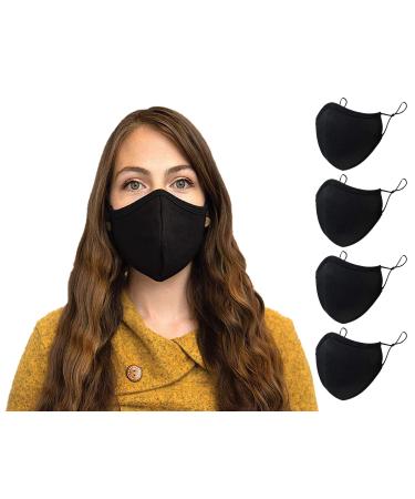 Face Masks for Women and Kids Black Cotton Washable Reusable Masks Breathable Face Covers with Adjustable Earloops