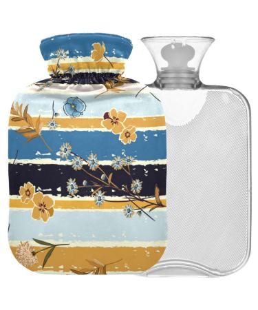 Naanle vintage flowers streaks heat bottle with cover transparent hot water bottle heat bottle for bed hand feet warmer pain relief heat and cold therapy large 2l