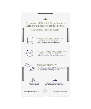 Dove Refillable Deodorant Starter Kit - 0% Aluminum Sensitive Deodorant 1.13 oz - Buy Online on GoSupps.com