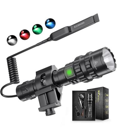 MoveFlash Tactical Flashlight with Picatinny Mount 1600LM Led Waterproof Tactical Flashlights for Outdoor Indoor,5 Modes,Remote Pressure Switch Included