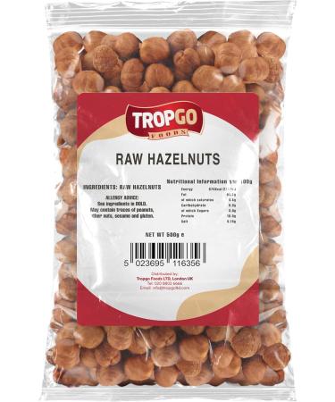 Tropgo Raw Hazelnuts - 500g - Packed Fresh Large Hazelnut - Premium Quality Nuts for a Healthy Heart High in Fibre & Minerals - Perfect for Snacking - Buy Online on GoSupps.com