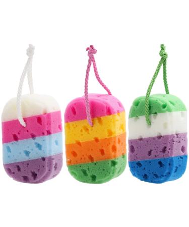 3 Pieces Exfoliating Bath Sponge Body Sponges Shower Loofah Soft Bathing Pouf Foam Lufa Body Scrubber - Buy Online on GoSupps.com