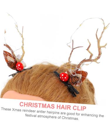 minkissy 2 Pairs Luminous Antler Hair Clip Reindeer Ears Clips Christmas Hair Antlers Clips Xmas Deer Antler Hair Barrettes Reindeer Antlers Xmas Hairpins Summer Non-woven Fabric Ear Clip - Buy Online on GoSupps.com