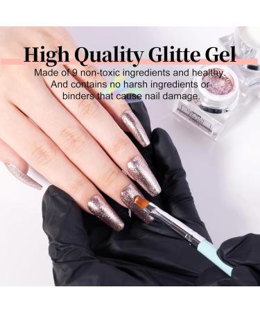 NXJ INFILILA Glitter Nail Polish Platinum Gel Nail Polish Rose Gold Nail Gel Polish Holographic Pigments Diamond Shiny Glitter Nail Gel Soak off UV LED Cured for Home & Salon B-gold - Buy Online on GoSupps.com