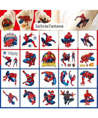 60PC Spiderman Temporary Tattoos for Kids - Cartoon Tattoos for Girls & Boys, Party Favors & Decorations - Buy Online on GoSupps.com