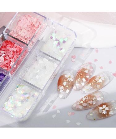 Shakven 3D Nail Charm 6-Colors Flower Sequin Spring Nail Charm Manicure | 3D Cherry Blossoms Petals Flower Sequin for Women Nail Decoration - Buy Online on GoSupps.com
