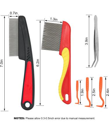 Flea Comb for Dogs and Cats - Stainless Steel Fine Long Teeth Flea Catcher - Tick Removal Tool and Lice Remover - Red Color - 6PCS - Buy Online on GoSupps.com