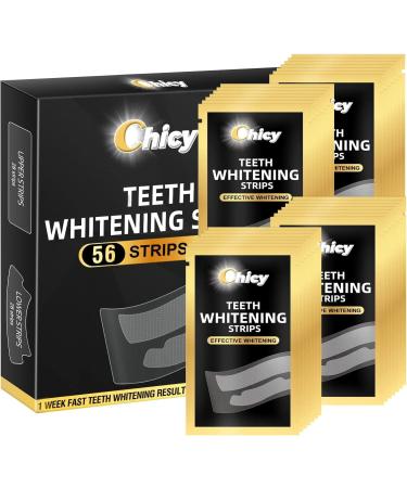 Teeth Whitening Strip - 56 Non-Sensitive Teeth Whitening Strips, Non-Slip Teeth Whitening Kit, Quick Results, Professional Teeth Whitening Products, Natural Coconut Flavor, 56 Strips (28 Count Pack) Black and Golden