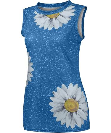 Martmory Sunflower Floral Tank Top for Women - Sleeveless Graphic Tee - Sky Blue - Size Medium - Buy Online on GoSupps.com