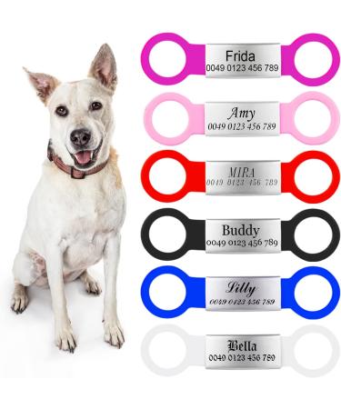 Personalized Silicone Dog ID Tags - Engraved Pet ID Branded Collars for Dogs & Cats - 2 Pack Red M - Buy Online on GoSupps.com