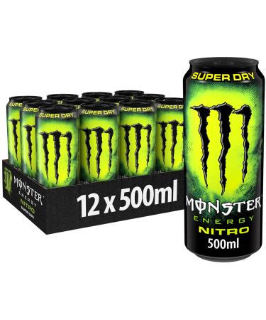 Monster Energy Nitro Super Dry - caffeinated energy drink with a fruity taste - in practical disposable doses (12 x 500 ml) fruit mixtures 500 ml (12 pack) - Buy Online on GoSupps.com