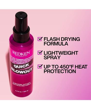 Redken Quick Blowout Heat Protection Spray 4.2 Fl Oz | Lightweight Primer for Smooth & Shiny Hair | Heat Protectant for All Hair Types - Buy Online on GoSupps.com