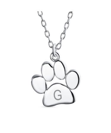 Initialee alphabet a-z dementally dog cat pet kitten puppy paw print pod necklace necklace animal jewelry for women teen polished rose yellow gold plates .925 sterling silver adaptable silver g