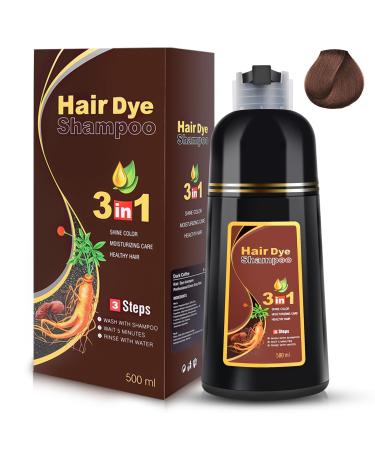 MEIDU Chestnut Brown Hair Dye Shampoo 3 In 1 For Gray Hair Coverage Hair Dye Shampoo Herbal Hair Color Shampoo Coloring In Minutes For Women & Men Ingredients 16.9 Oz
