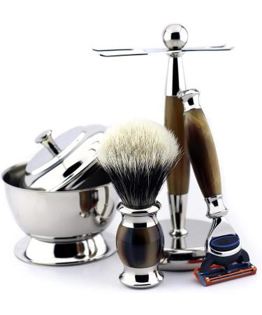 Premium Luxurious Shaving Set - 5 Edges Razor & Brush - International Shipping Available - Buy Online on GoSupps.com