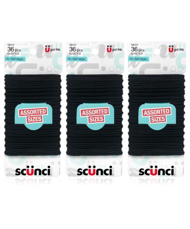 Scunci No Damage Elastics Assorted Sizes 36 Pieces