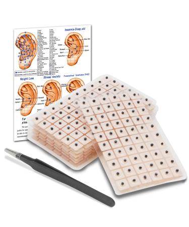 Ear Seeds Acupuncture Kit Sticker Ear Seed Kit Patch Products (420 pcs+Tweezers+Ear Chart) Acupressure Kit