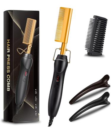 Automoness Hot Comb 450 F High Heat Electric Hot Comb Hot Comb Hair Straightener for Black Hair Wigs with Anti-Scald Case Dual Voltage & 60 Min Auto Shut-Off for Men Women Travel Home Use