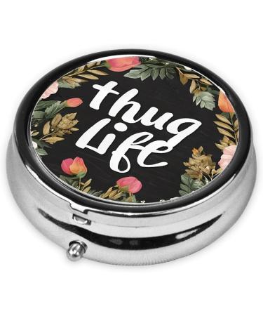 Thug Life Flowers Mini Round Pill Box | 3 Compartment Travel Organizer | Portable Medicine Case for Home & Office - Buy Online on GoSupps.com
