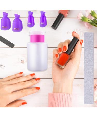 SIQUK Nail Polish Remover Kit - Finger and Toe Nail Clips, Cotton Pads, Files, Cuticle Peeler, and Brush - Gel Nail Removal Set (Purple) - Buy Online on GoSupps.com