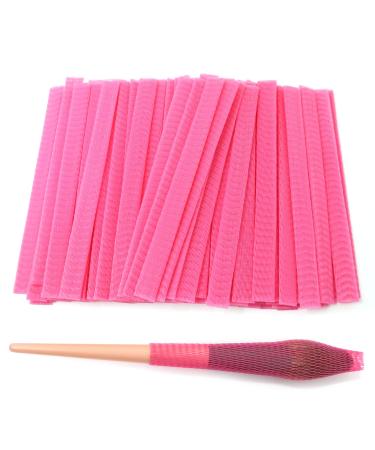 Honbay 100PCS Makeup Brush Protector Reusable Expandable Mesh Cover for Make up Brush Paint Brush Handbag Tassels Bud of Rose etc (Pink)