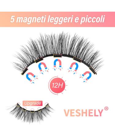 Veshely Natural Magnetic Eyelashes with Eyeliner - 5 Pair Reusable 3D False Lashes Set for Natural Look - Buy Online on GoSupps.com