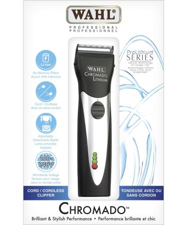 Wahl Professional Black Chromado Cord/Cordless Clipper #56337 - Great for Professional Stylists and Barbers - 120V - 60Hz - Buy Online on GoSupps.com